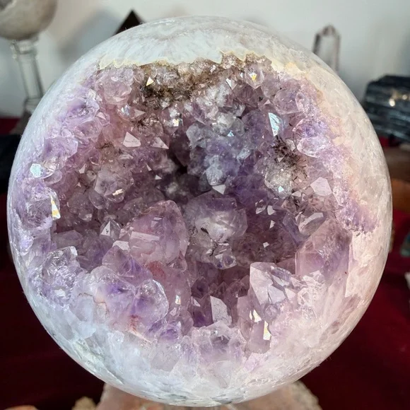 Lavender Amethyst & Quartz Sphere • Gorgeous Pockets • Sparkly Points 3.38”